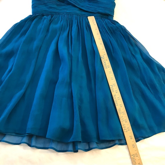 J Crew100%  blue silk chiffon strapless mini dress called Arabella - Picture 9 of 14